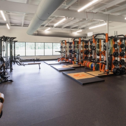 Weight room of the Lourdes athletic facility, by Miller Diversified Construction