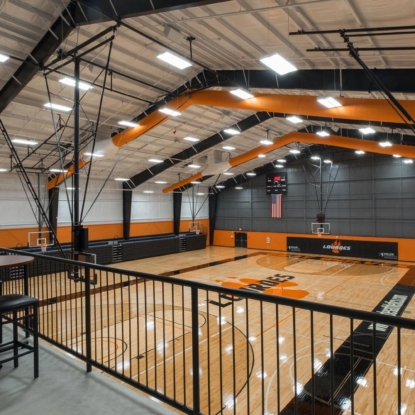 Gym area of Miller Diversified Construction's award-winning design-build project with Lourdes University