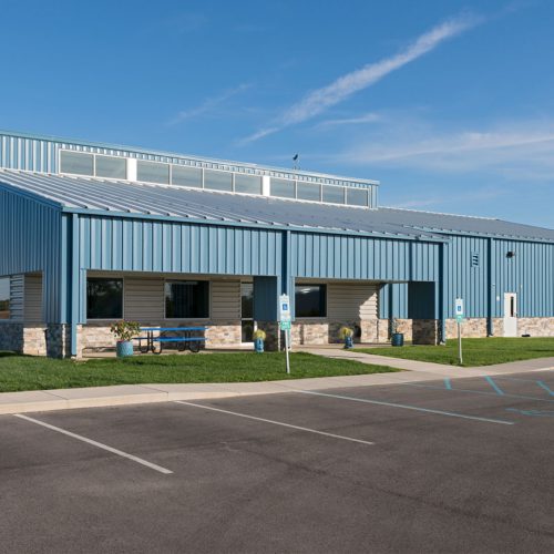 Side angle of a warehouse with office space constructed by Miller Diversified