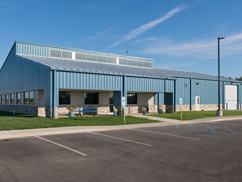 Side angle of a warehouse with office space constructed by Miller Diversified