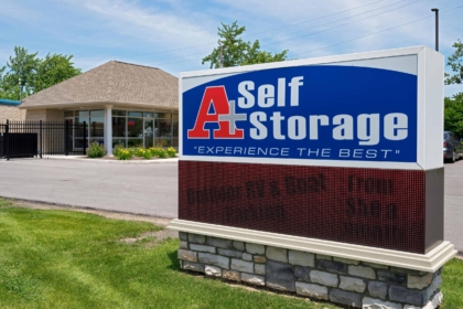Entrance of self storage facility commercial construction project