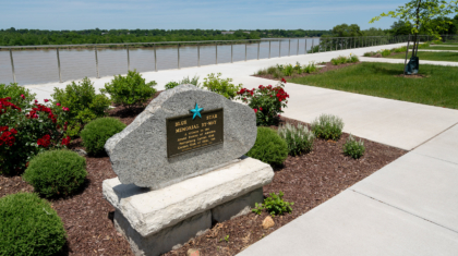 A memorial stone at Riverside Park, a project completed by Miller Diversified for the City of Perrysburg