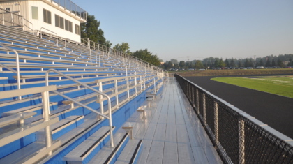 A view of a completed high school bleacher project completed by the commercial construction team at Miller Diversified