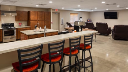 Kitchen and living area of Turtlecreek Firestation constructed by Miller Diversified