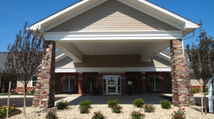 Entryway of a medical facility completed by Miller Diversified Construction