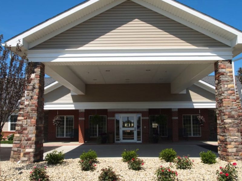 Entryway of a medical facility completed by Miller Diversified Construction