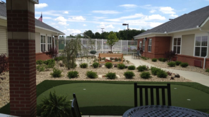 Putt putt golf and garden area from Trilogy Senior Housing constructed by Miller Diversified