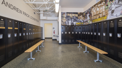 The locker room of a multipurpose athletic facility construction project by Miller Diversified