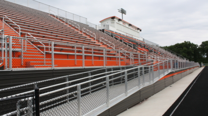 A closeup of the Sylvania Southview bleachers constructed by Miller Diversified